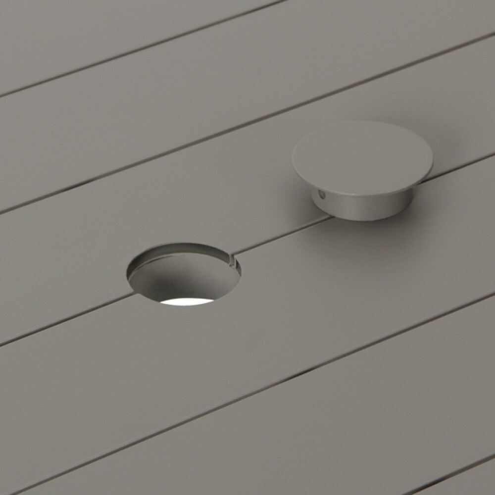MESA JARDIN DE DISEÑO EN ALUMINIO 1.20 mts TAUPE