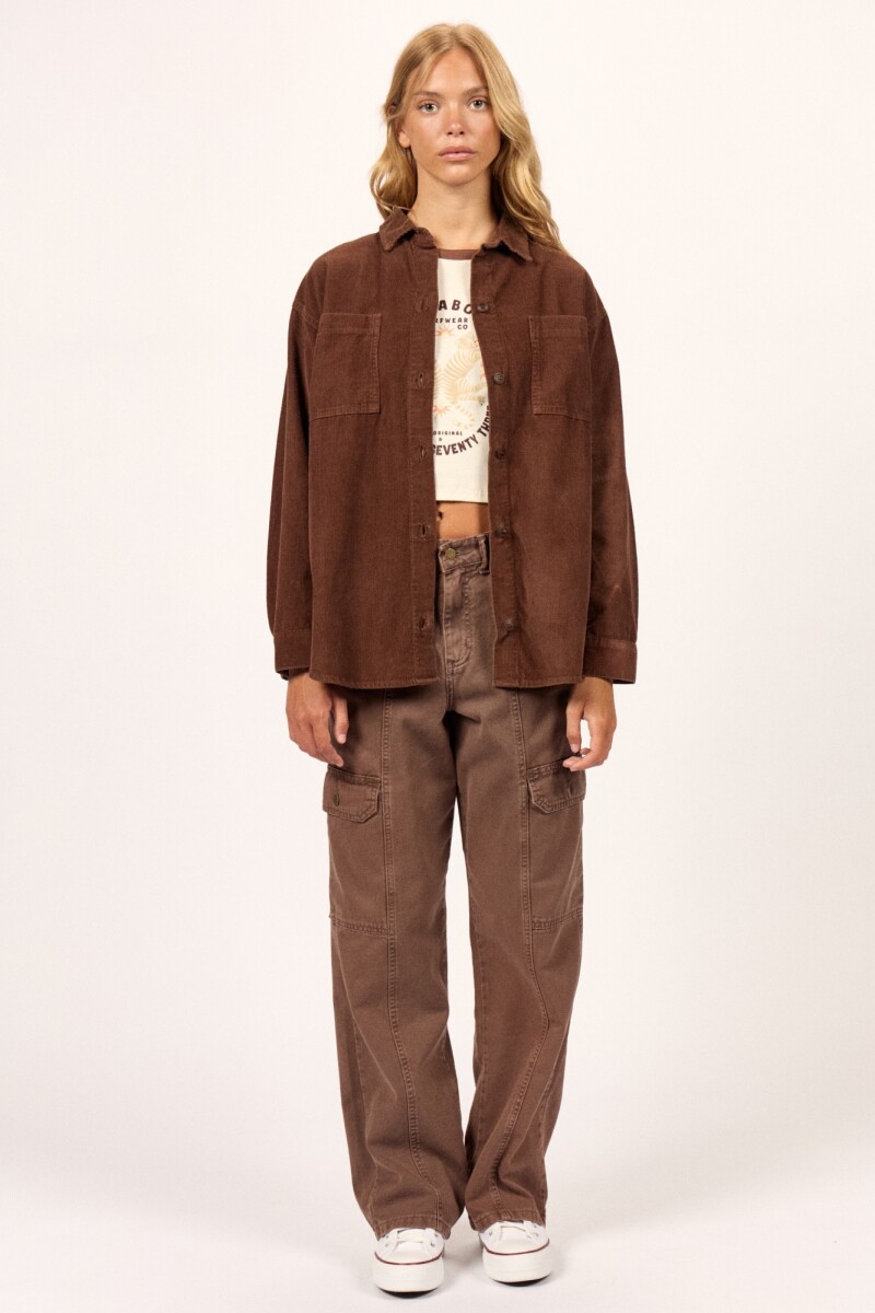 CAMISA STOCKED SHACKET H-marron