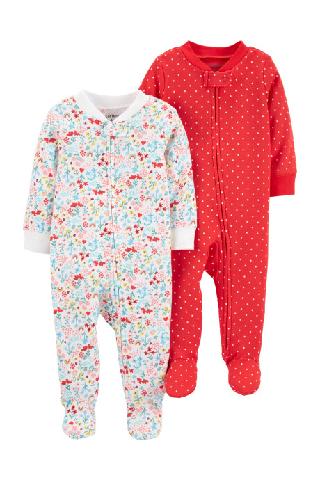 Pack dos pijamas de algodón con pie 0