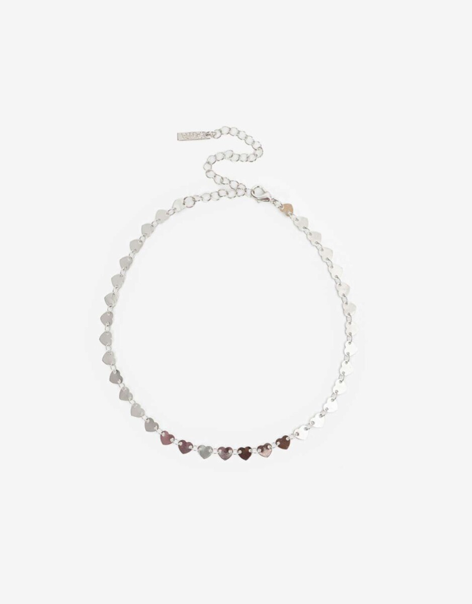 Choker Corazones Metal - Plateado Rodio 