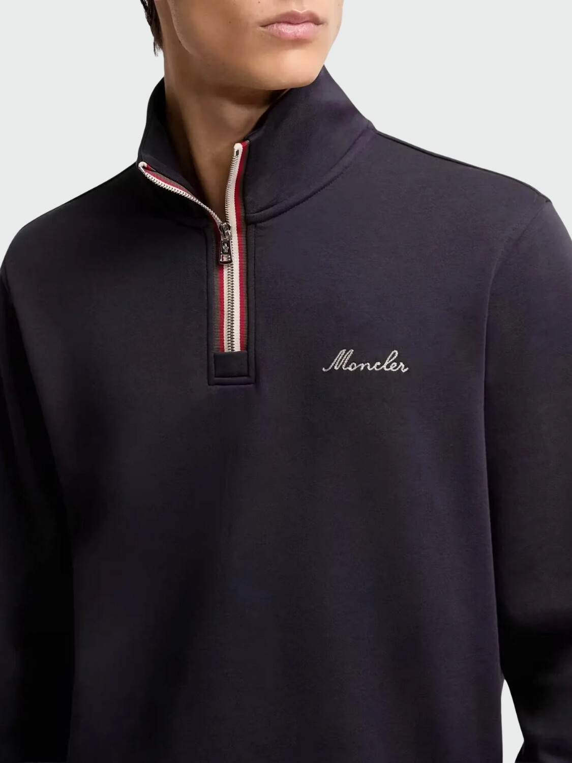 MONCLER - Buzo de Cuello Tortuga Azul Marino