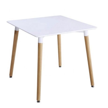 Mesa Eames con patas de madera 80x80 Cm BLANCO
