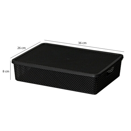 Caja Canasto Organizador con Tapa Línea Paramount 36x26x8Cm Negro