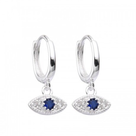 Par de aros de plata 925 con cirocnias, OJO TURCO. Par de aros de plata 925 con cirocnias, OJO TURCO.