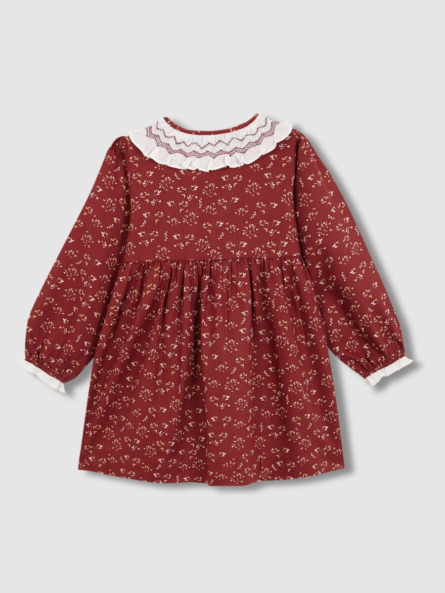 Vestido Smock Cuello Volante Caldera