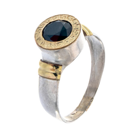 Anillo de plata 925 ,double con circonia y guarda griega Anillo de plata 925 ,double con circonia y guarda griega