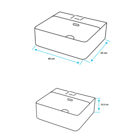 Bacha rectangular de loza blanca para apoyar 46x42x15,5 000
