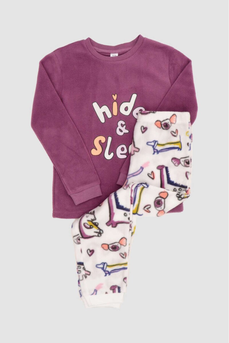 Pijama infantil polar hide and sleep - Lila 