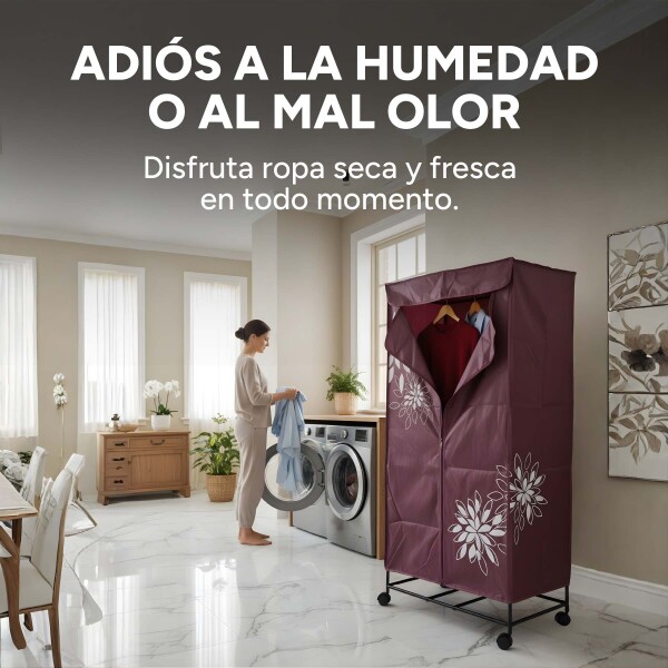 Seca Ropas De Bolsa Secador Colgar Ropa Secarropa 15kg Variante Color Bordo con Ruedas