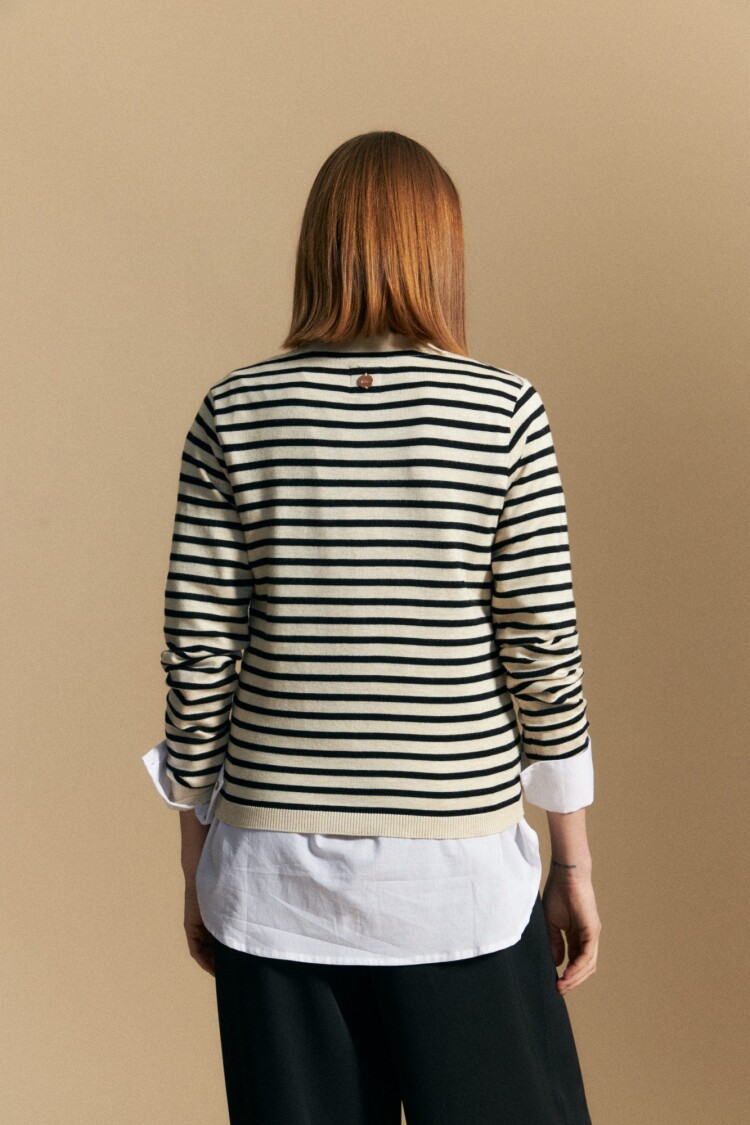 CARDIGAN MANDARINE Negro/Crudo