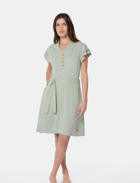 VESTIDO DE LINO Verde