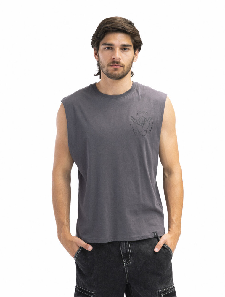 Musculosa Estampada Oversized Grafito/ Fantasía 1