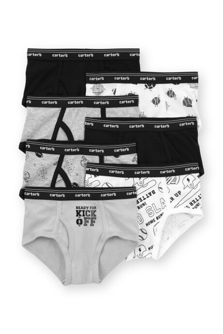 Pack siete calzoncillos slip de algodón, diseño deportes Sin color