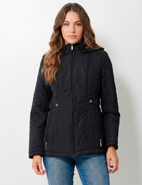 Campera Capitoneada Capucha NEGRO