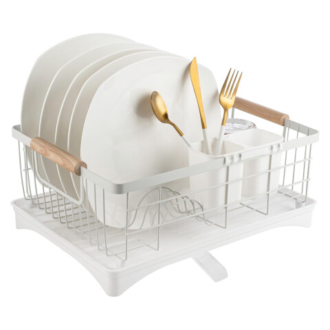 Escurridor Seca Platos Vajilla De Metal Asa De Madera Cocina Imback Color Blanco Escurridor Seca Platos Vajilla De Metal Asa De Madera Cocina Imback Color Blanco