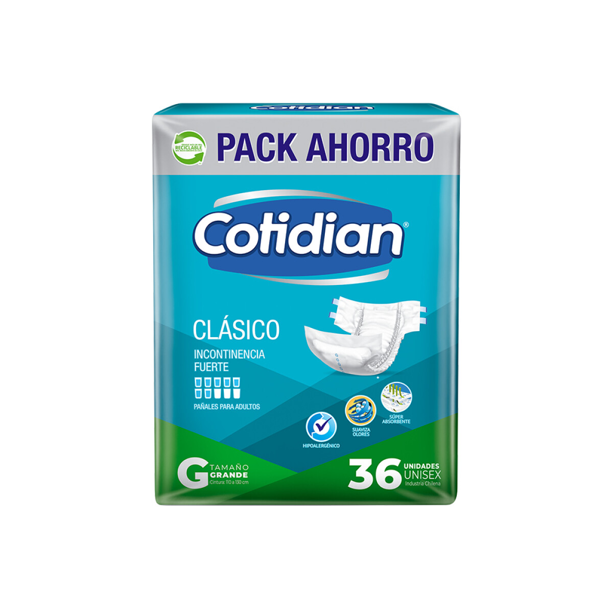 Pañales Cotidian Clásico Talle G 36 Uds. 