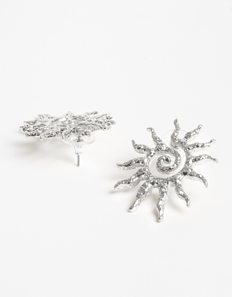 Aros Pasantes Metal Aros Maxi Pasantes Sol - Plateado Plata Mate