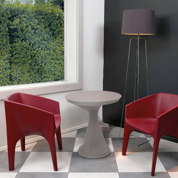 Mesa redonda simil cemento con pie cónico "SALUT" -TRAMONTINA TD0862