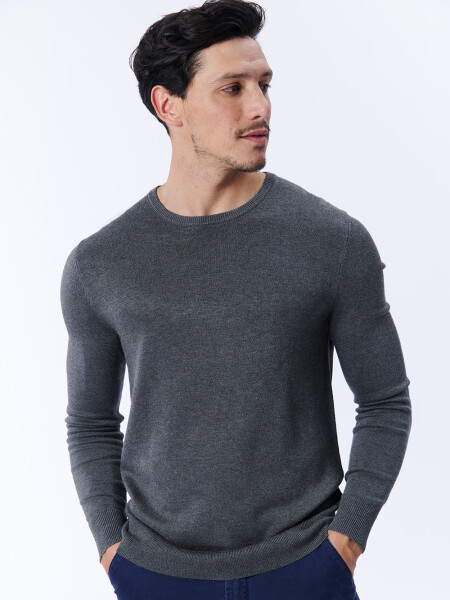 Buzo punto cuello a la base Gris Oscuro