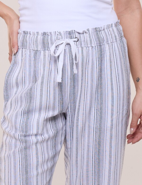 Capri Pull On Lino Con Cordón Ajustable MULTI/GRIS