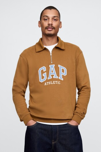 Buzo Deportivo Medio Cierre Logo Gap Hombre Bright Brown