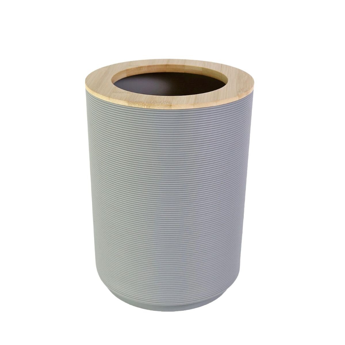 BASURERO PLAST GRIS/BAMBU 20X26CM 