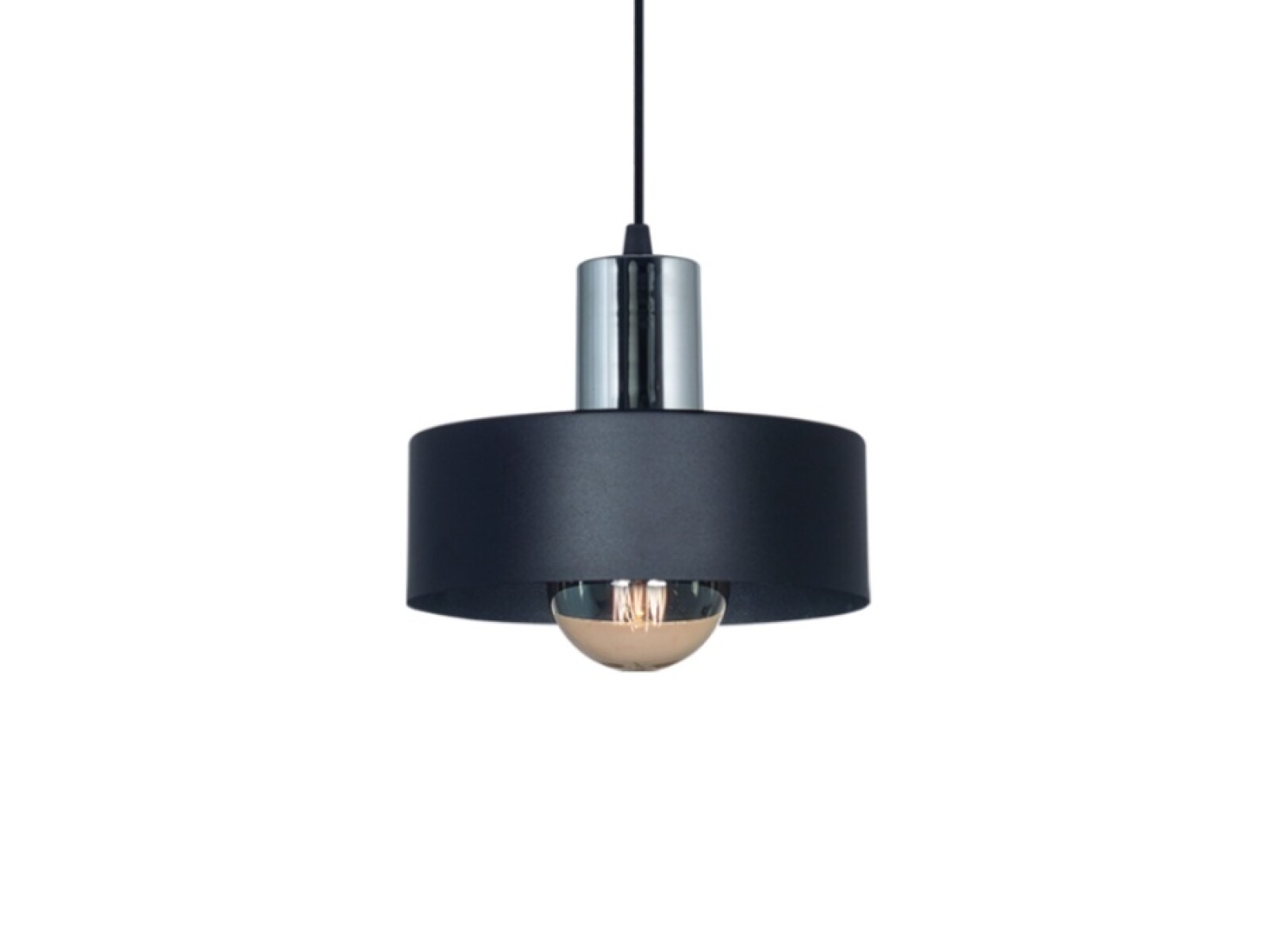 COLGANTE 1 LUZ ''BALCARCE'' CHAPA NEGRO//CROMO Ø20 E27 