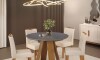 Juego De Comedor 4 Sillas Mesa Redonda - Celeste Gris / Beage