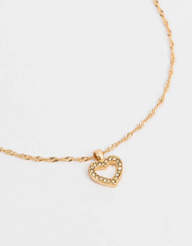 Cadena Corta con Dije Con strass Cadena Con Dije De Corazón - Dorado