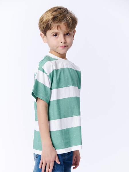 Remera Manga corta Oversize Rayas Verde
