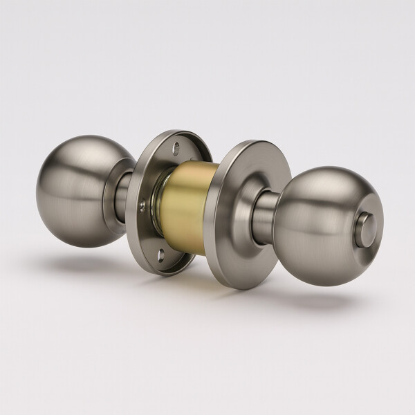 Cerradura Pomo Redondo Para Puerta C/ Tres Llaves Interior Color Plateado