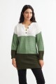 Sweater franjas horizontales VERDE