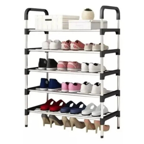 Zapatera Rack Organizador Zapatos Botas 5 Estantes Ajustable Plata/negro