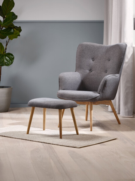 Sillón/apoya pies SKALBORG 1 cuerpo terciopelo gris Sillón/apoya pies SKALBORG 1 cuerpo terciopelo gris
