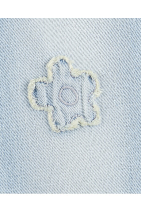 Pantalón jean acampanado, con parches florales Sin color