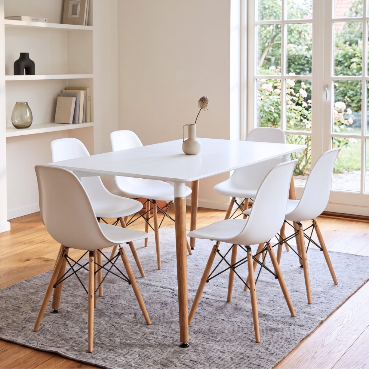 Juego de comedor 6 sillas Eames 120 - Blanco 