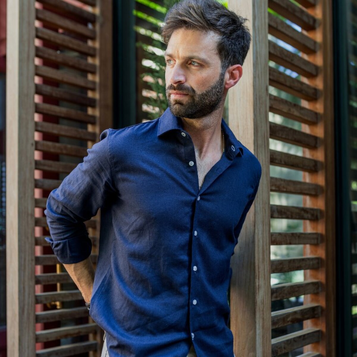 Camisa de lino - Azul Marino 