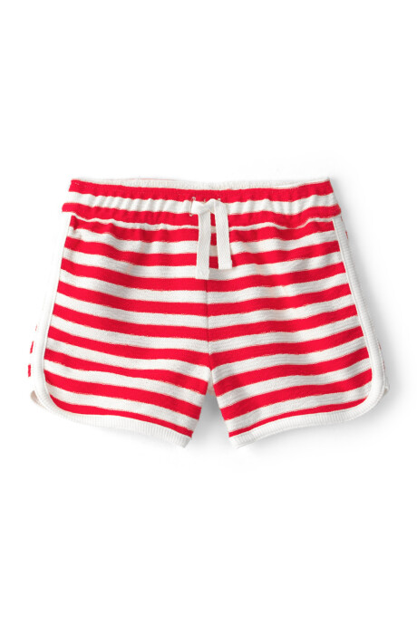 Set dos piezas de algodón, short y buzo, rojo y blanco, diseño a rayas Sin color