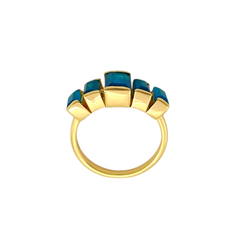 Anillo Baguette -Plata rodinada con micra oro 18k-Piedra Jade negro azul- AN2020 conpiedra