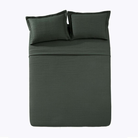 Juego Colcha y Funda Dohler King 100% Microfibra Verde Oscuro