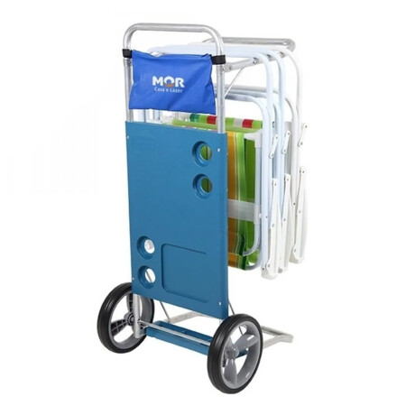 Carrito Para Sillas De Playa + Mesa Calidad Azul