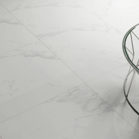 Porcelanato Para Piso Y Pared De 84X84 Blanco Marmolados Veta Gris Brillo Liso Serie Le-Blanc Elizabeth GAMAS DE BLANCO