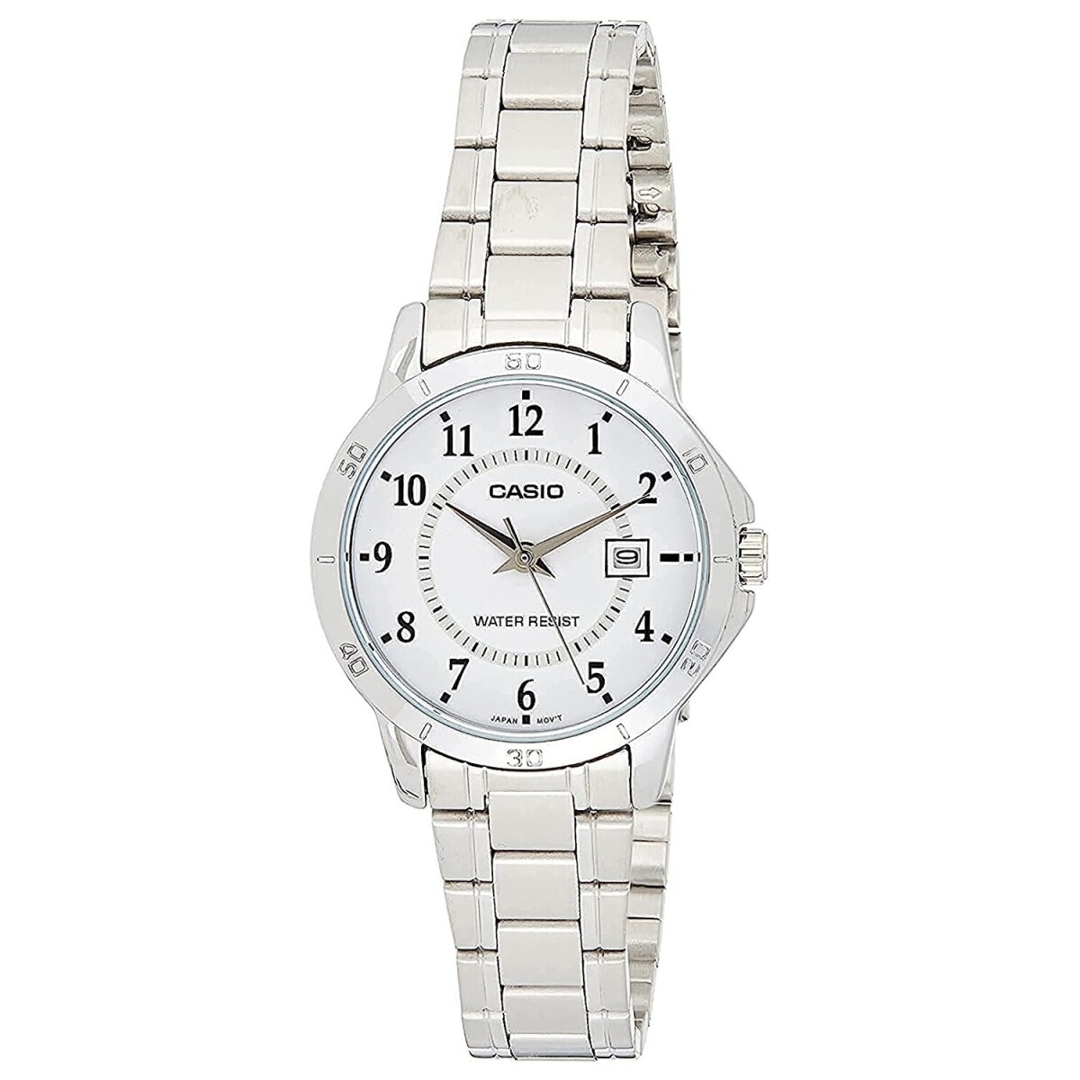 Reloj Análogo Casio LTP-V004D-7BUDF Resistente Al Agua - Plateado,Plateado,Blanco 