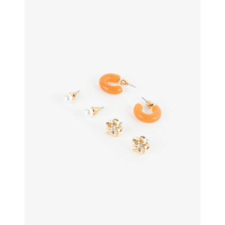 Set De Aros Con Resina Dorado