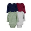 Set de Bodies Carters x4 Talle RN LISOS azul verde gris bordeaux