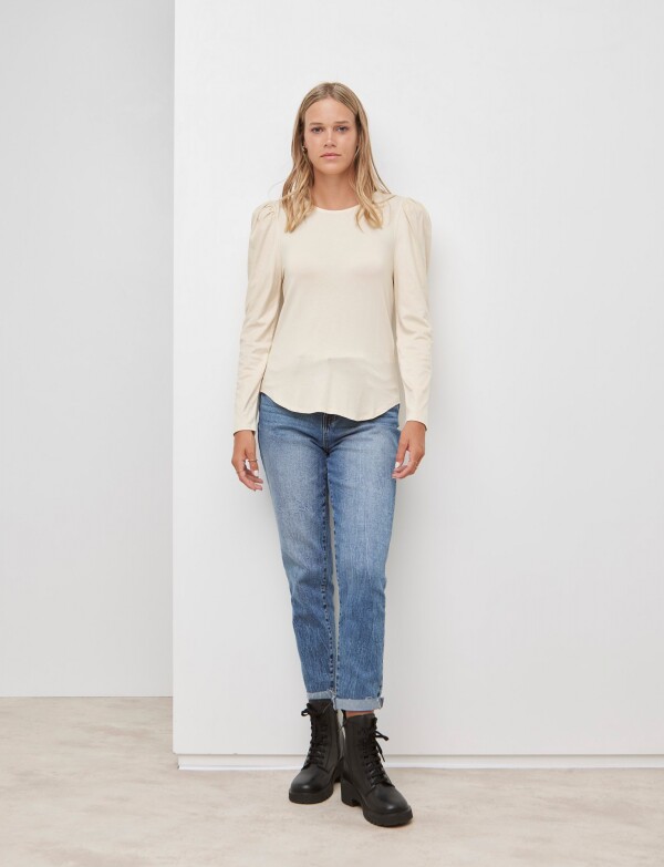 Remera Manga Suede BEIGE