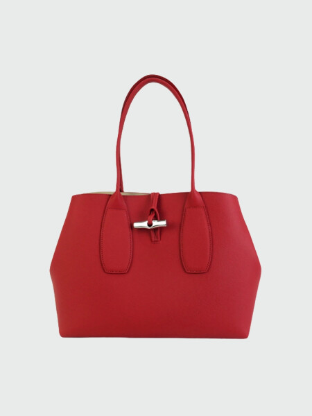 Longchamp -Cartera clásica de cuero, Roseau Rojo