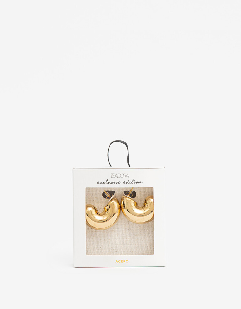 Aros Argollas Metal Aros Argollas De Acero Chunky - Dorado