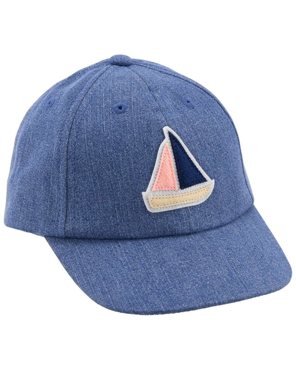 Gorra jean con visera y estampa velero 