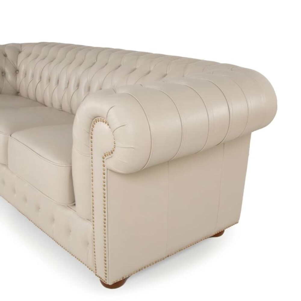 Sillón 100% Cuero - 3 Cuerpos - Chesterfield Arena